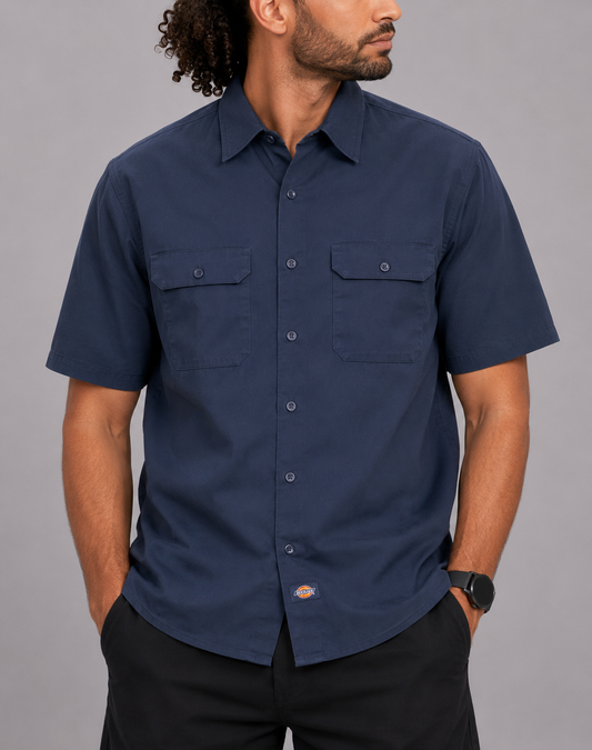 Dickies Men Cotton Blue Shirt XL