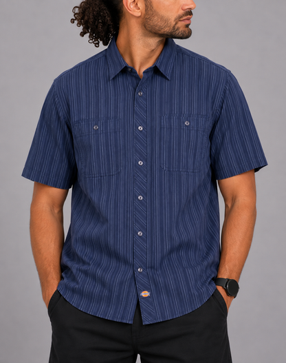 Dickies Men Cotton Blue Shirt XL
