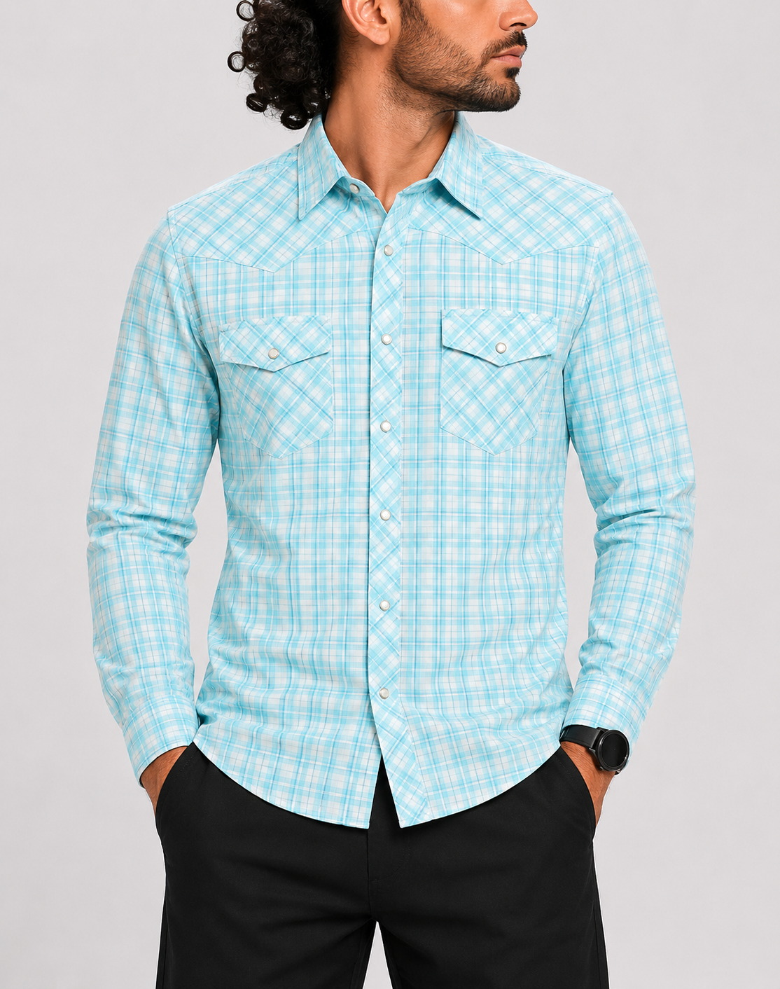 Wrangler Men Cotton Blue Shirt L