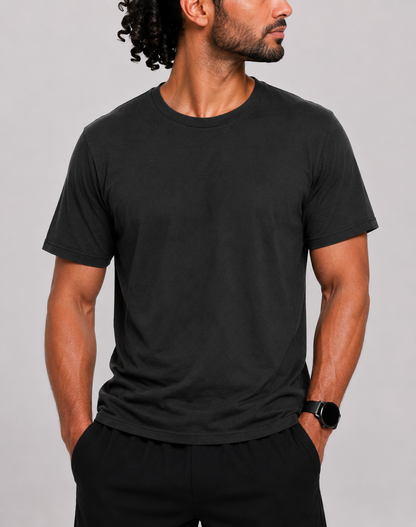 Teestyled Men Cotton Black T Shirt M