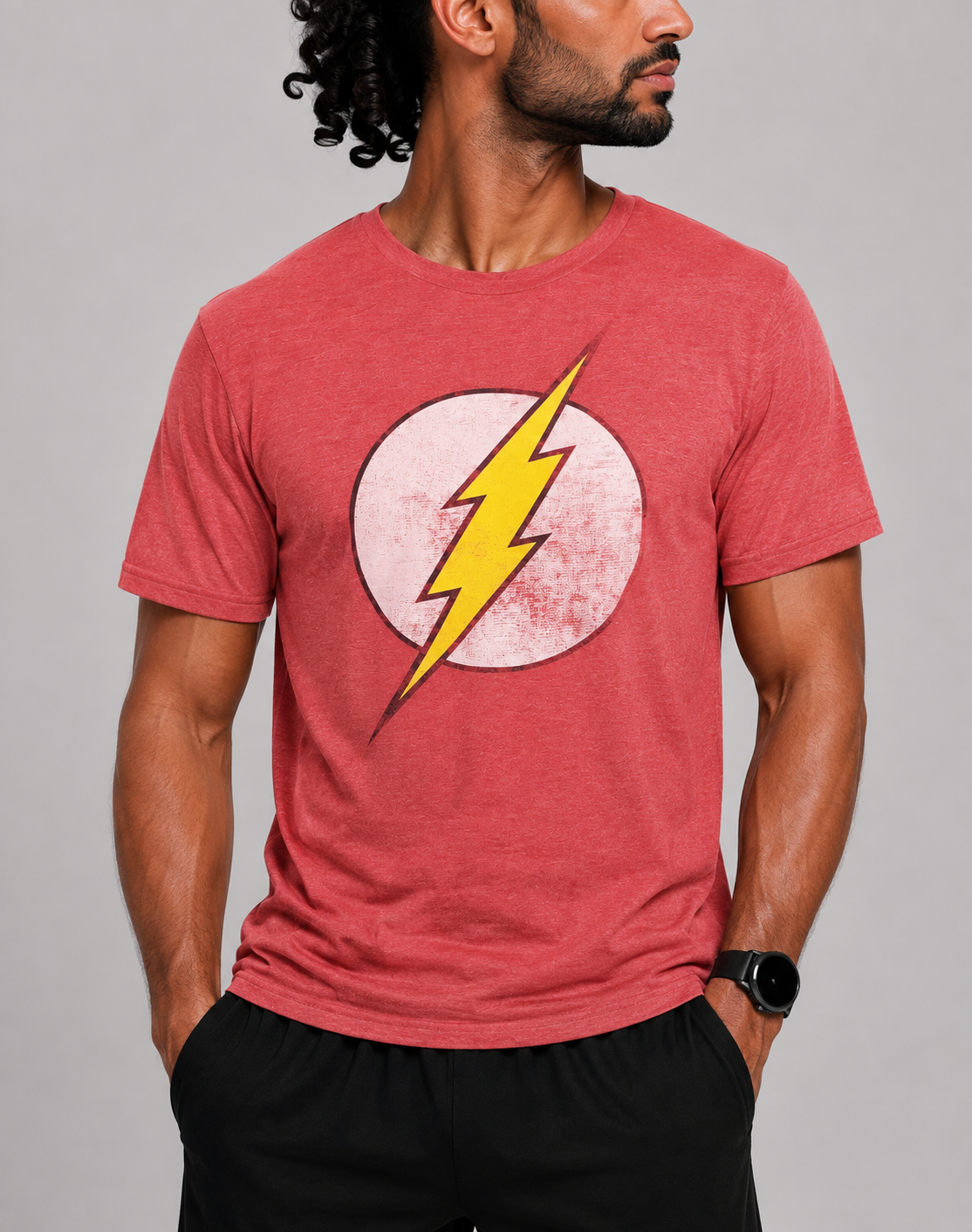 The Flash Men Cotton Black T Shirt M