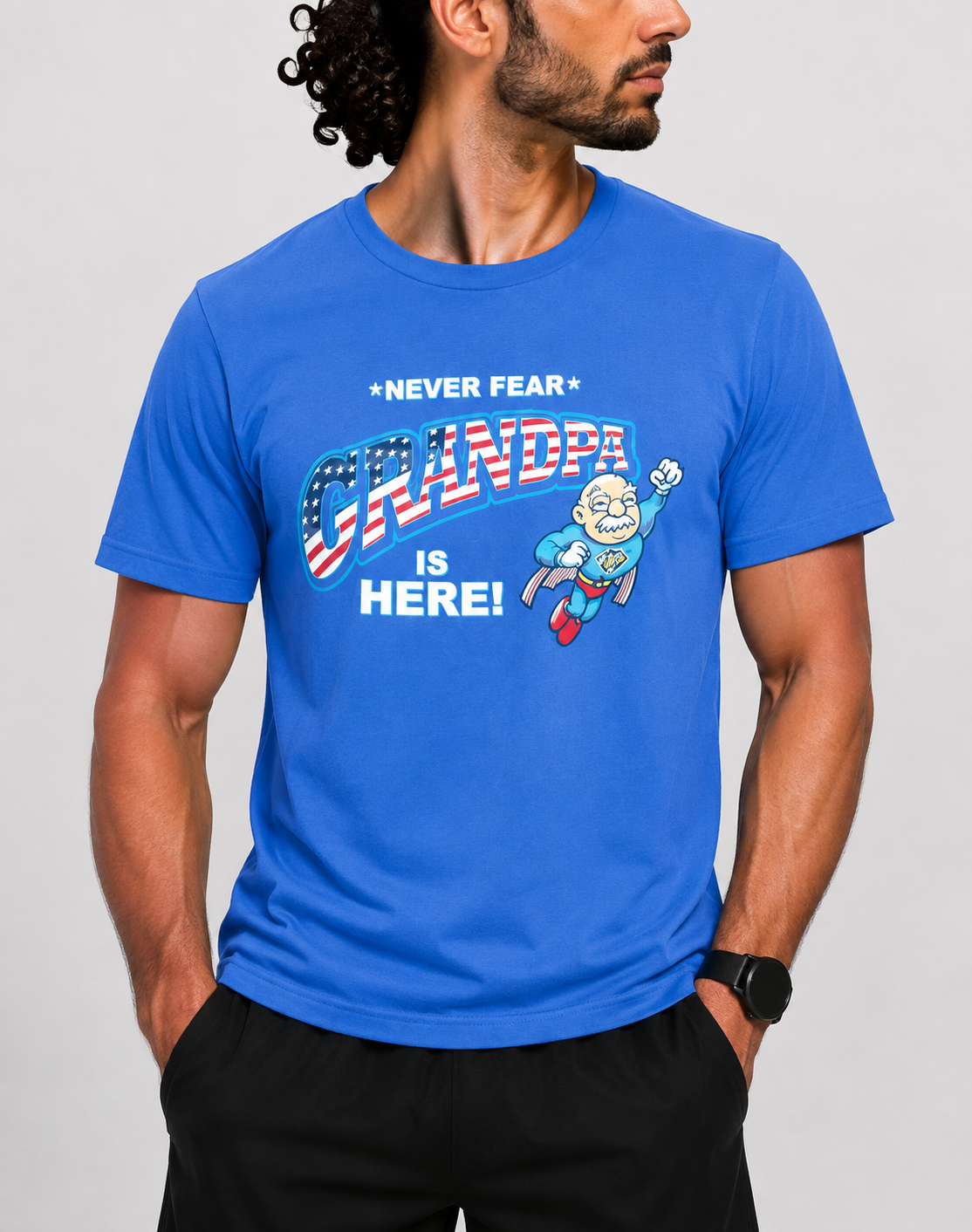 Never Fear Men Cotton Blue T Shirt M