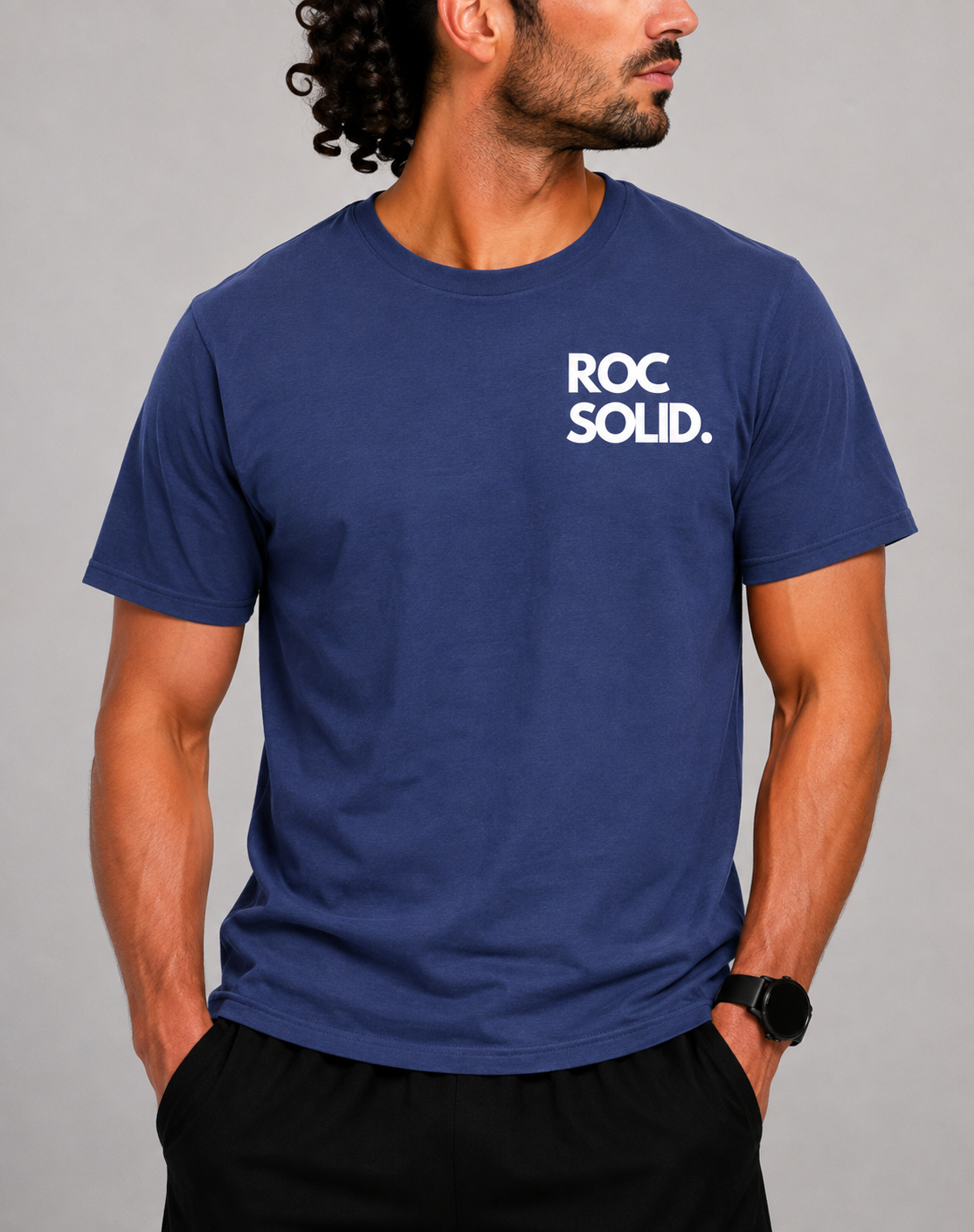 Gildan Men Cotton Blue T Shirt L