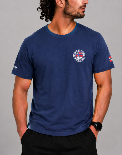 Norge Men Cotton Blue T Shirt XL