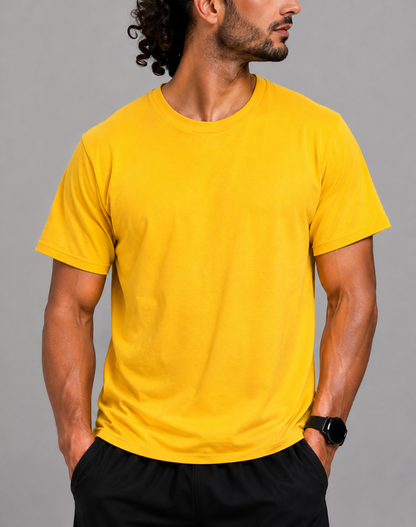 Bcg Men Cotton Yellow T Shirt M