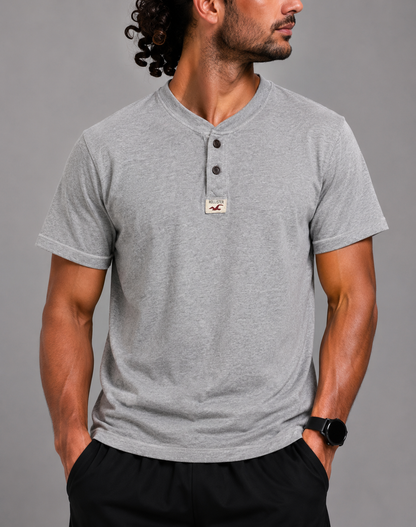 Hollister Men Cotton Gray T Shirt L