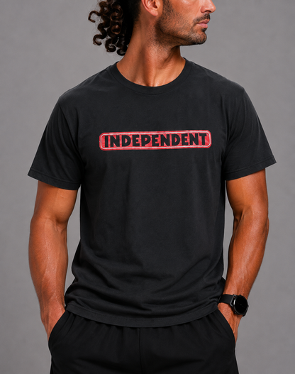 Independent Men Cotton Black T Shirt L