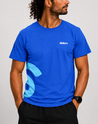 Dist Rict Men Cotton Blue T Shirt L