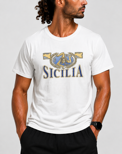 Sicilia Men Cotton White T Shirt L