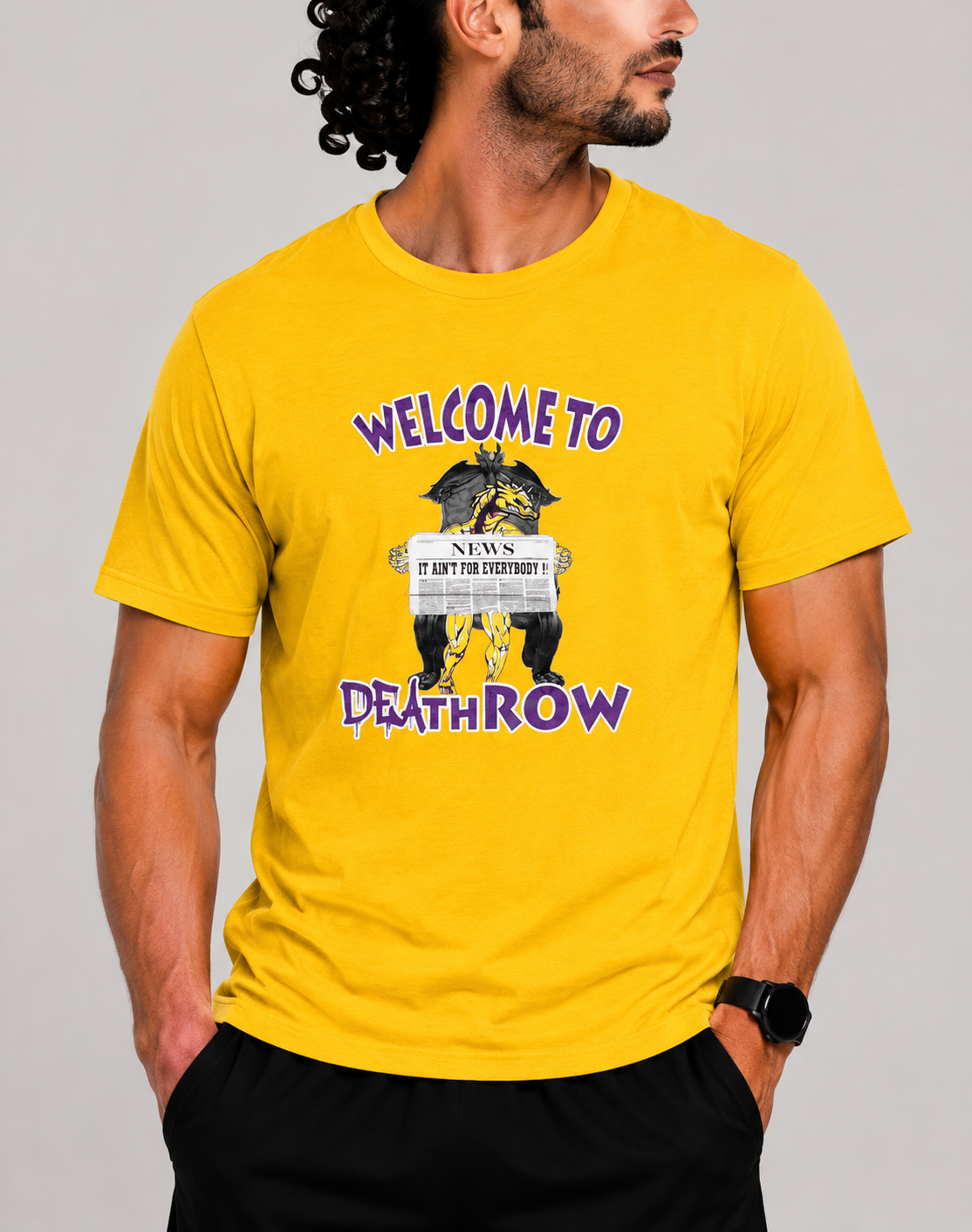 Gildan Men Cotton Yellow T Shirt M
