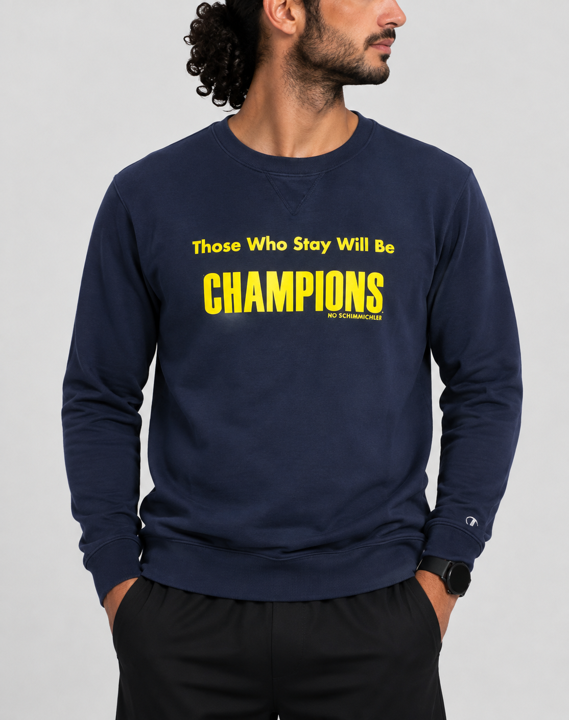 Champion Men Cotton Fleece Blue Sweatshirt M
