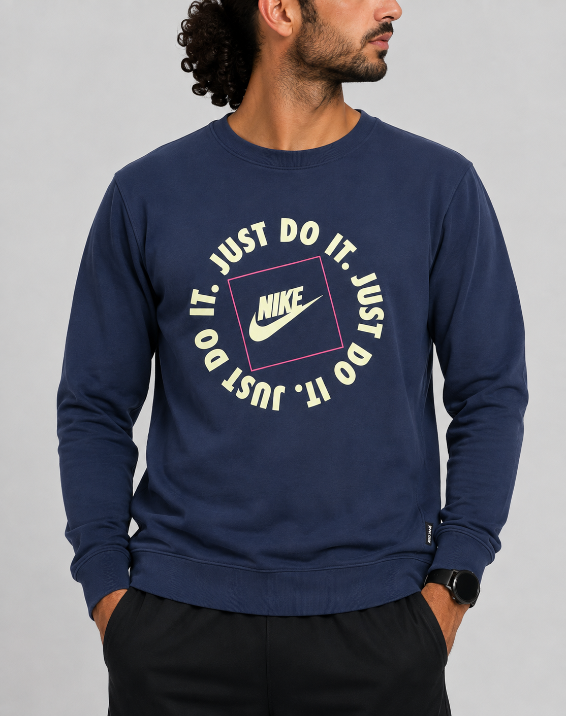 Nike Men Cotton Fleece Blue Sweatshirt M