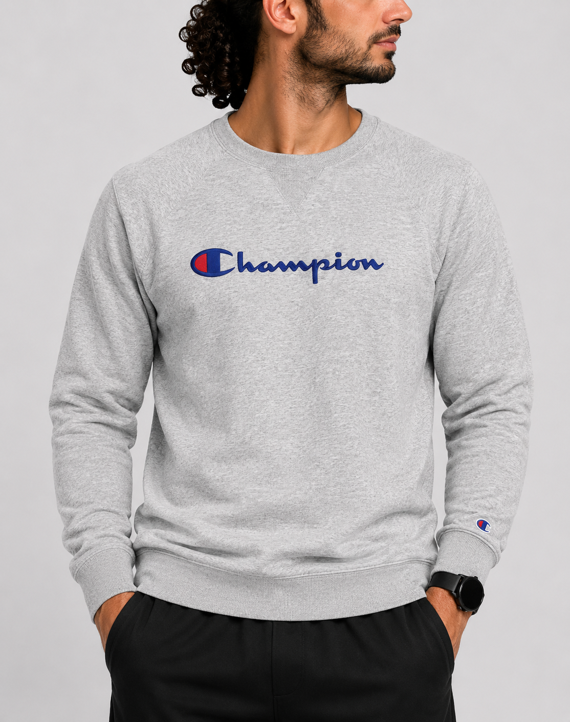 Champion Men Cotton Fleece Gray Sweatshirt M