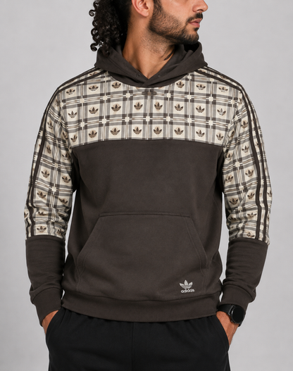 Adidas Men Cotton Fleece Brown Hoodie L
