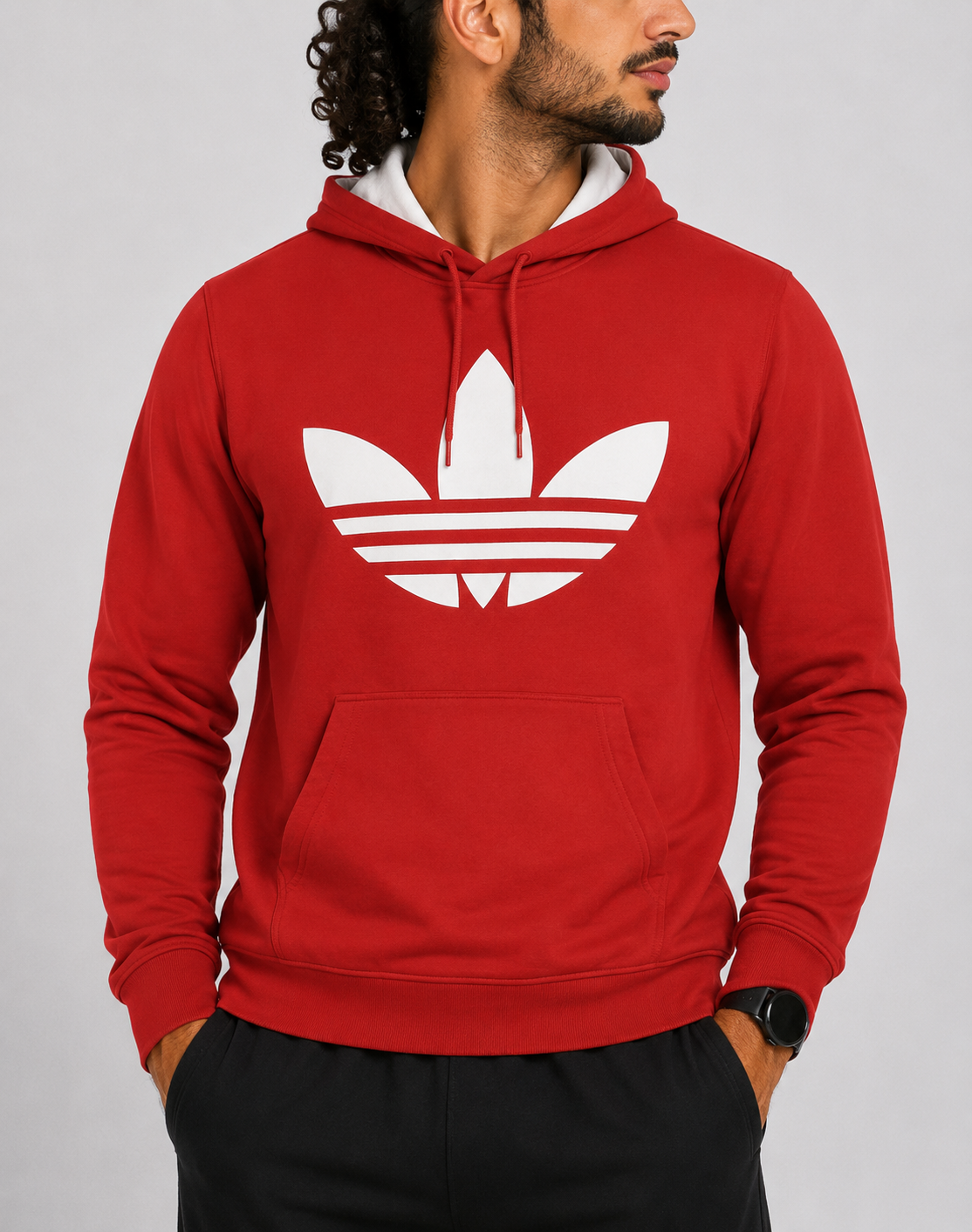 Adidas Men Cotton Fleece Red Hoodie 2XL