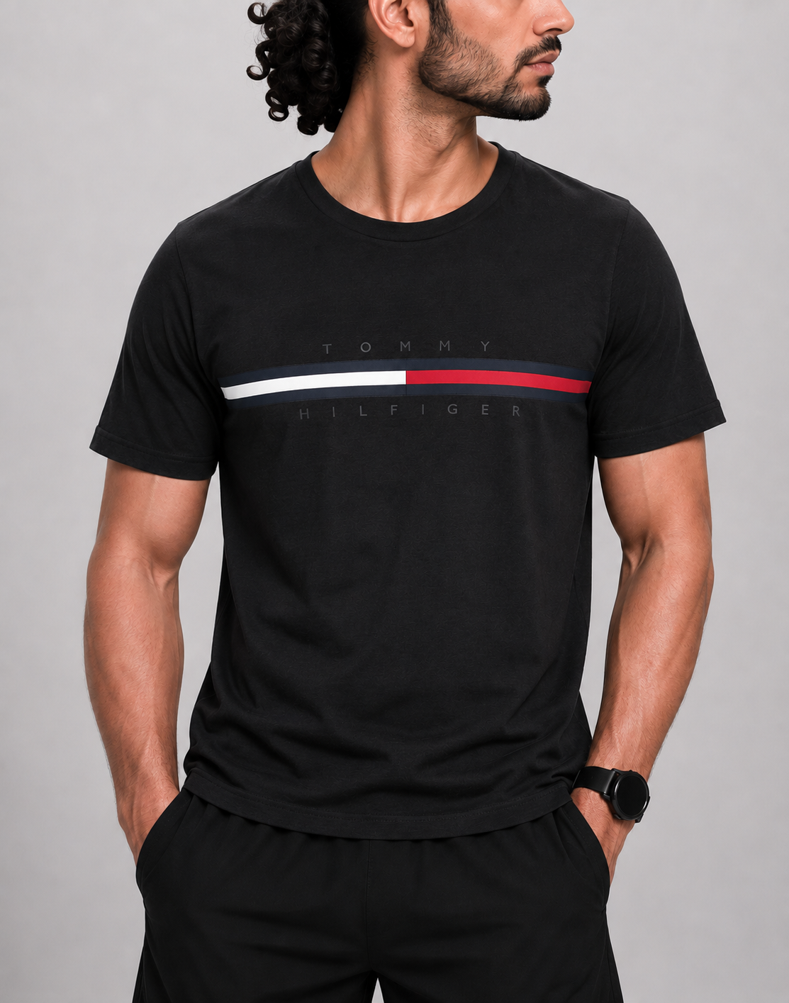 Tommy Hilfiger Men Cotton Black T Shirt L