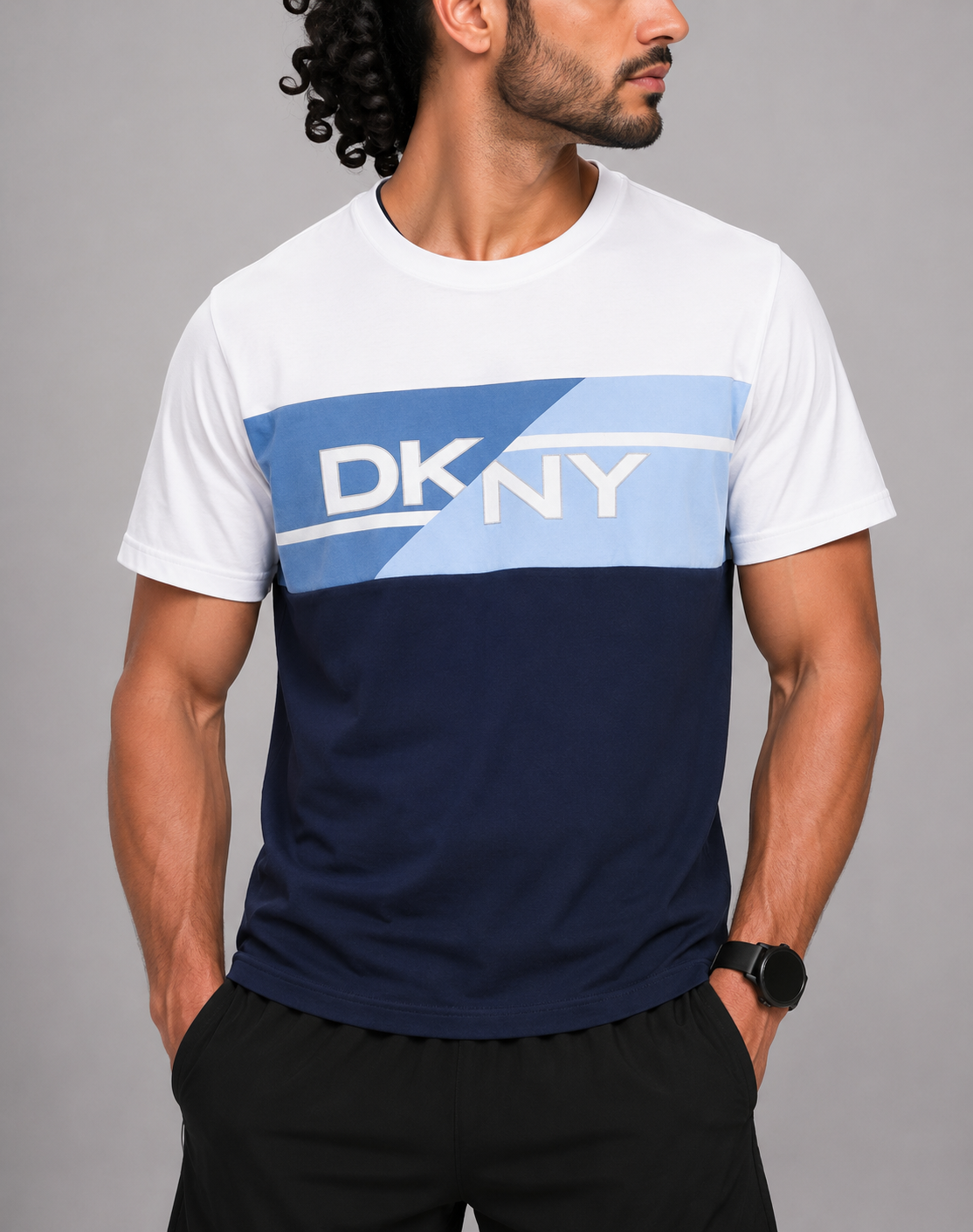 DKNY Men Cotton Blue T Shirt M