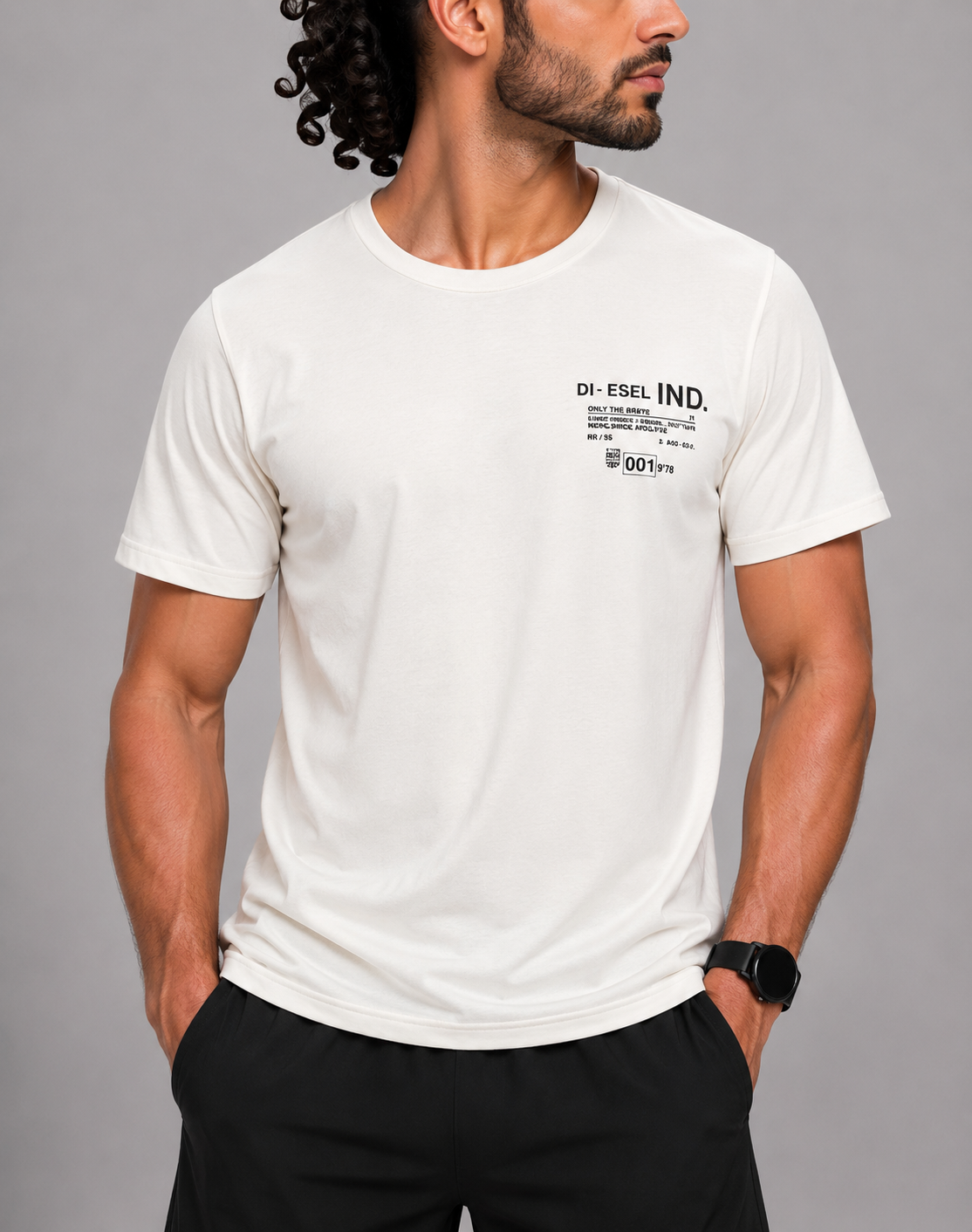 Diesel Men Cotton White T Shirt M