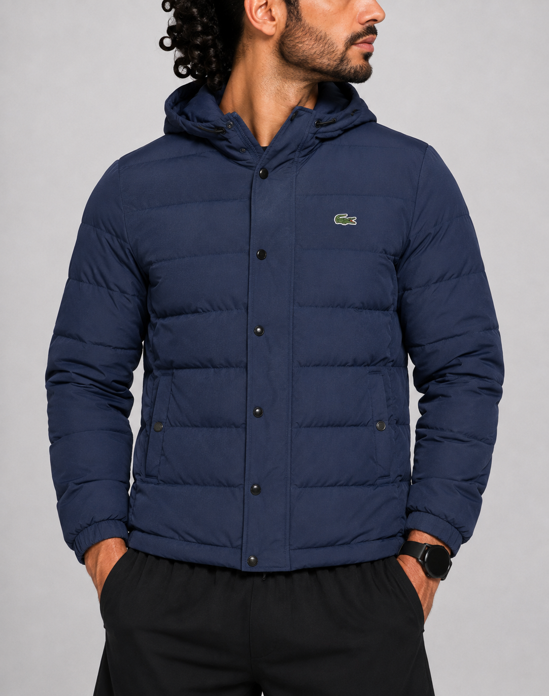 Lacoste Men Hooded Puffer Blue Jacket