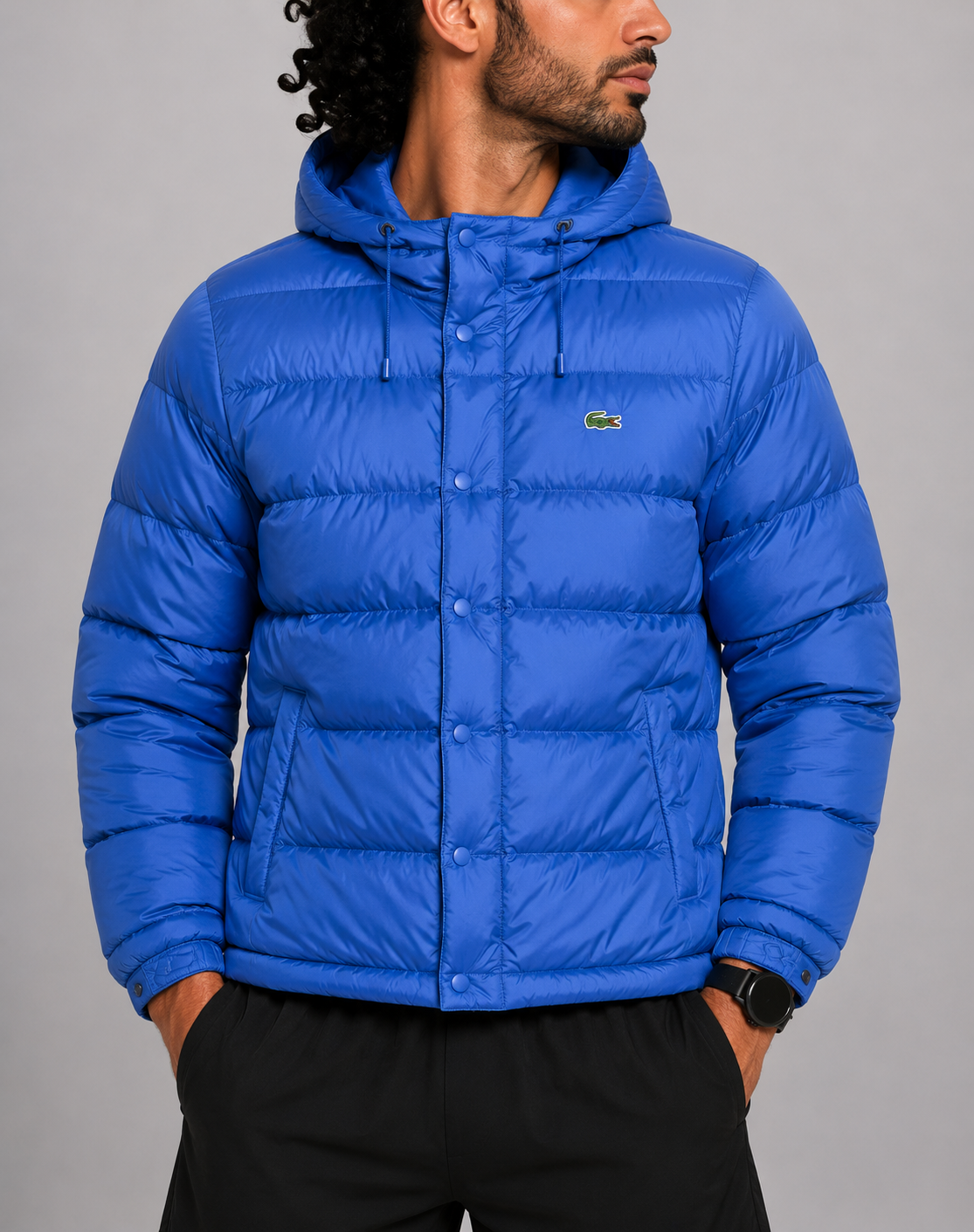 Lacoste Men Hooded Puffer Blue Jacket