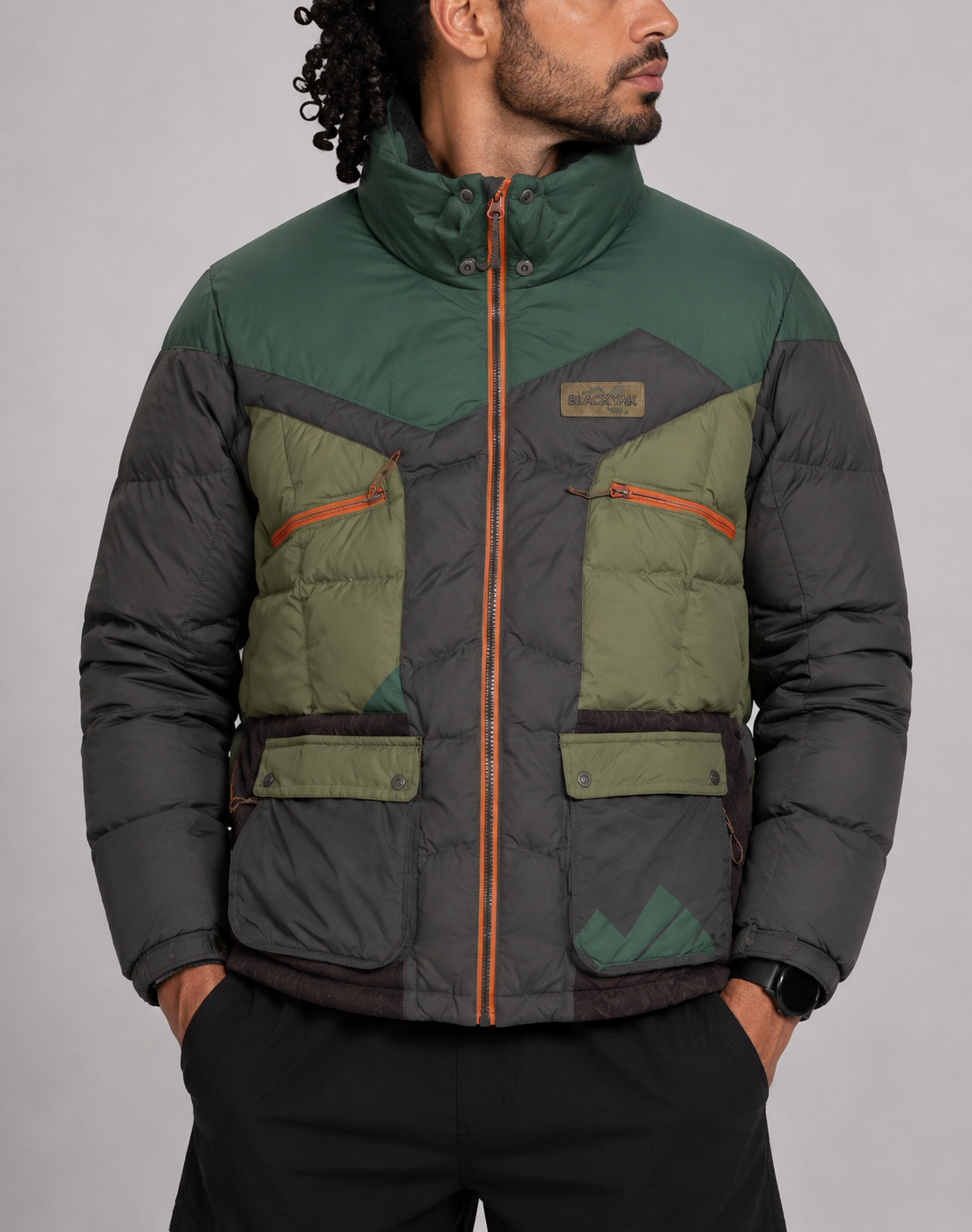 Black Yak Men Heavy Puffer Green Jacket