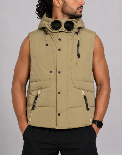 C.P Men Khaki Puffer Vest Jacket