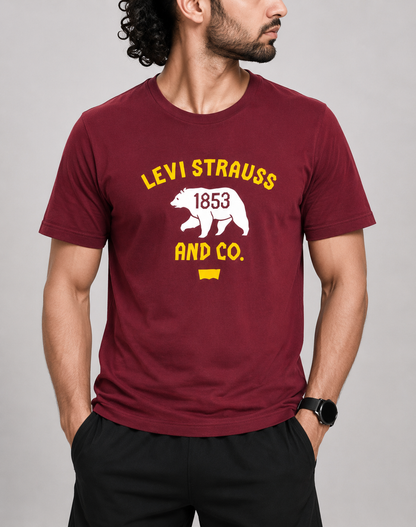 Levi's Men Cotton Maroon T Shirt