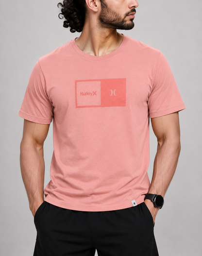Hurley Men Cotton Pink T Shirt