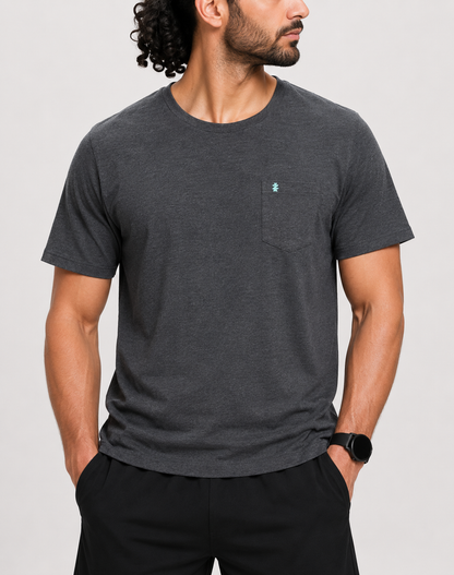 Izod Men Cotton Gray T Shirt