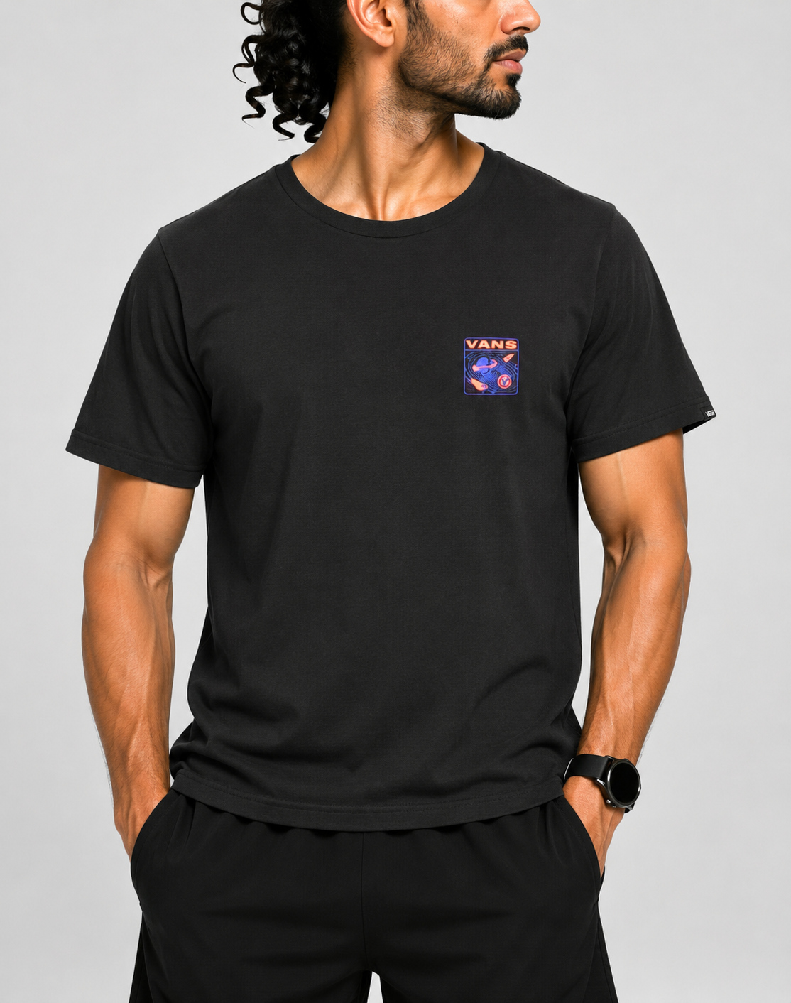 Vans Men Cotton Black T Shirt