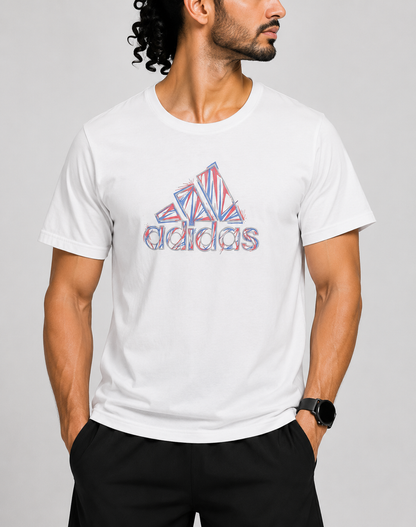 Adidas Men Cotton White T Shirt
