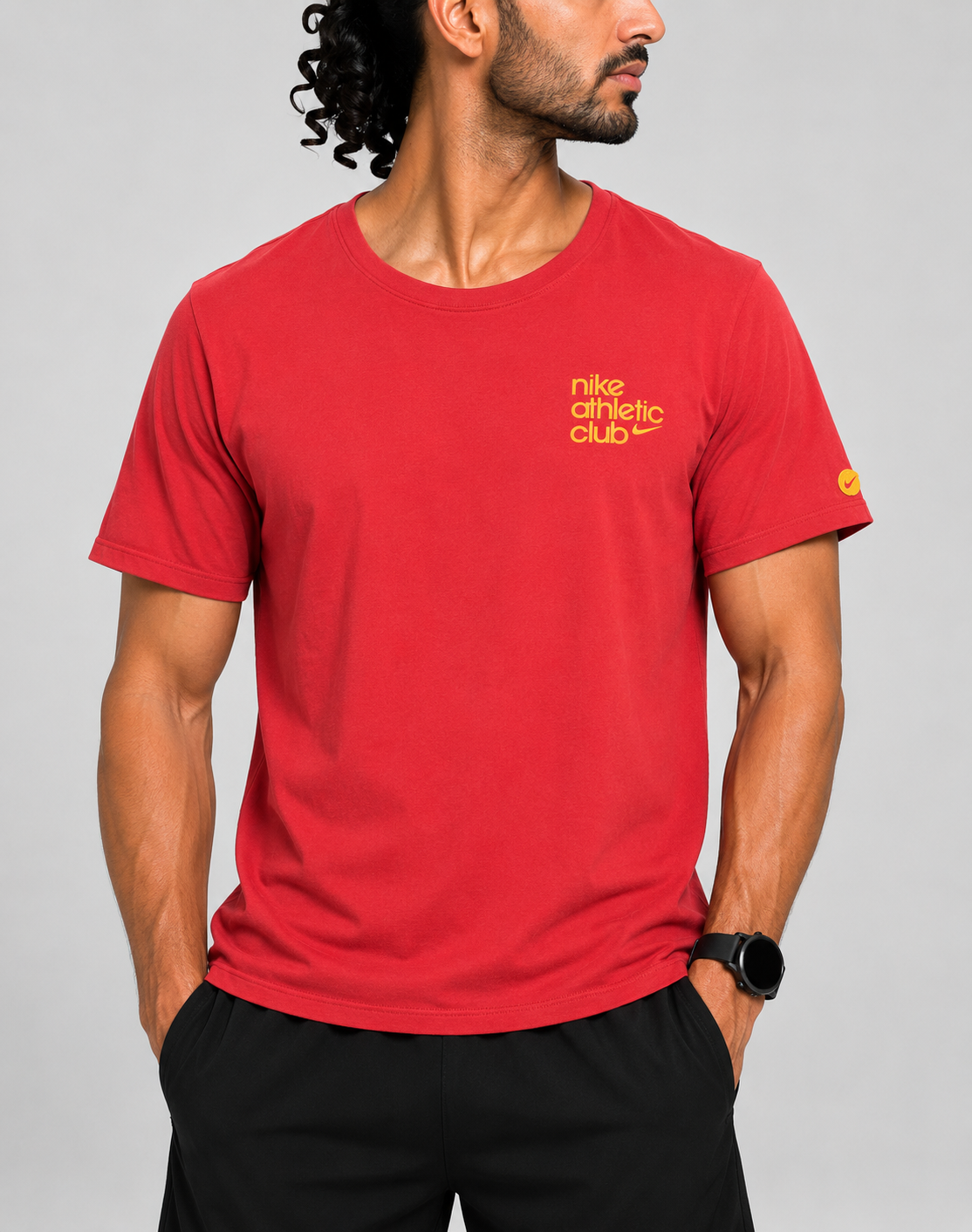 Nike Men Cotton Red T Shirt