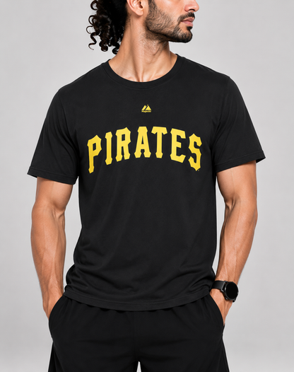 Majestic Men Cotton Black T Shirt