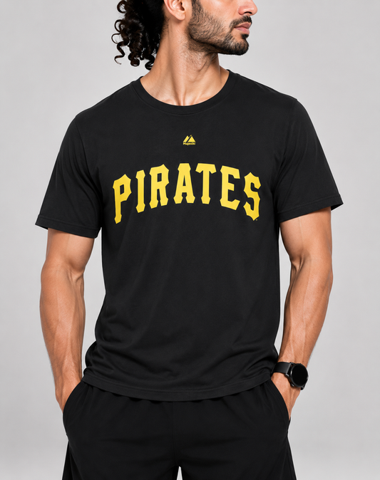 Majestic Men Cotton Black T Shirt