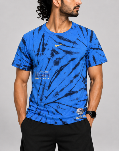 Nike Men Cotton Blue T Shirt