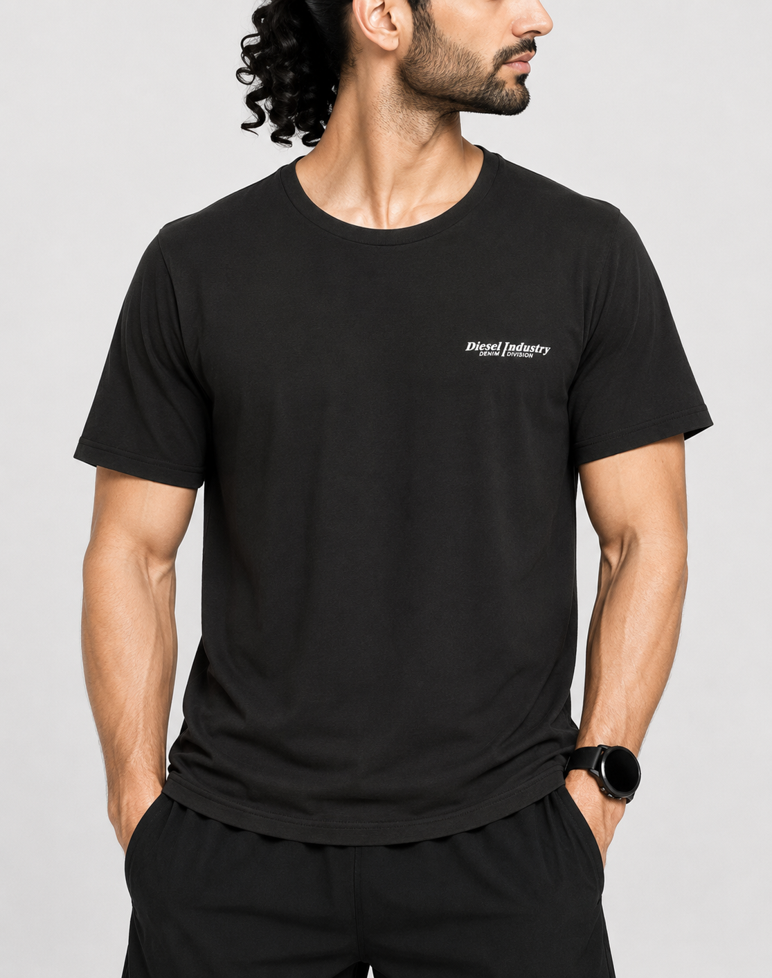 Diesel Men Cotton Black T Shirt