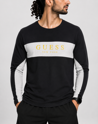 Guess Men Cotton Black T Shirt