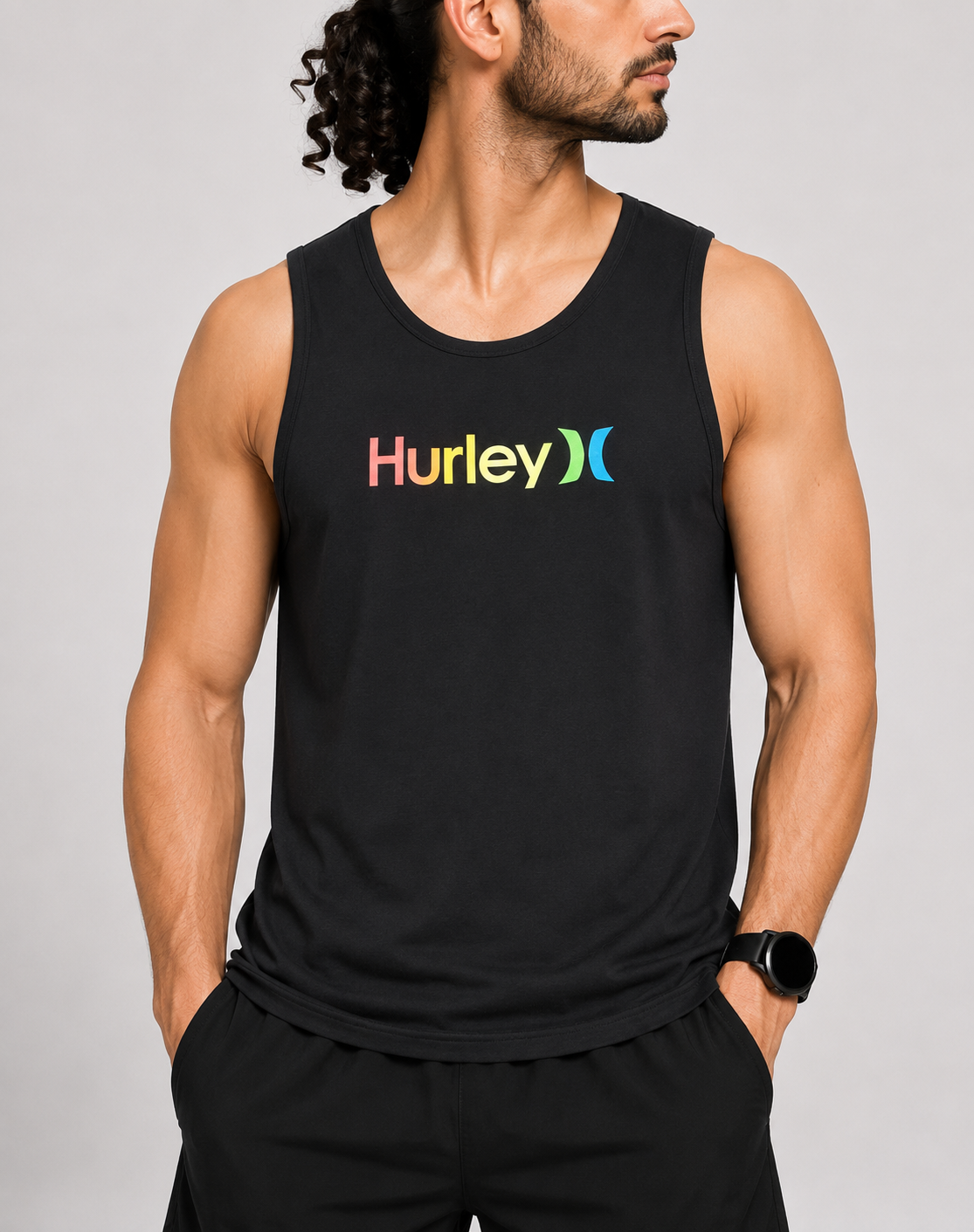 Hurley Men Cotton Black Vest T Shirt