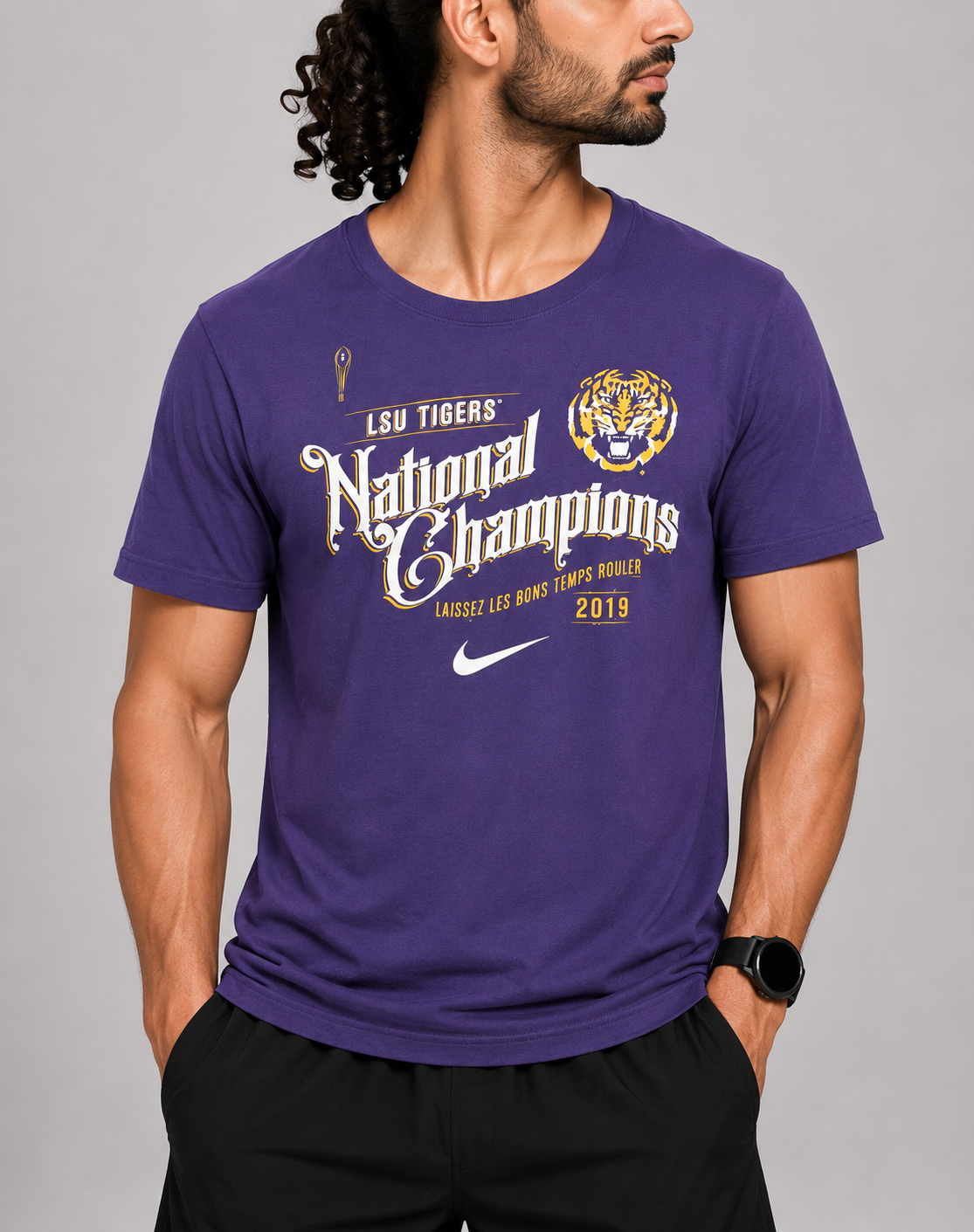 Nike Men Cotton Purple T Shirt