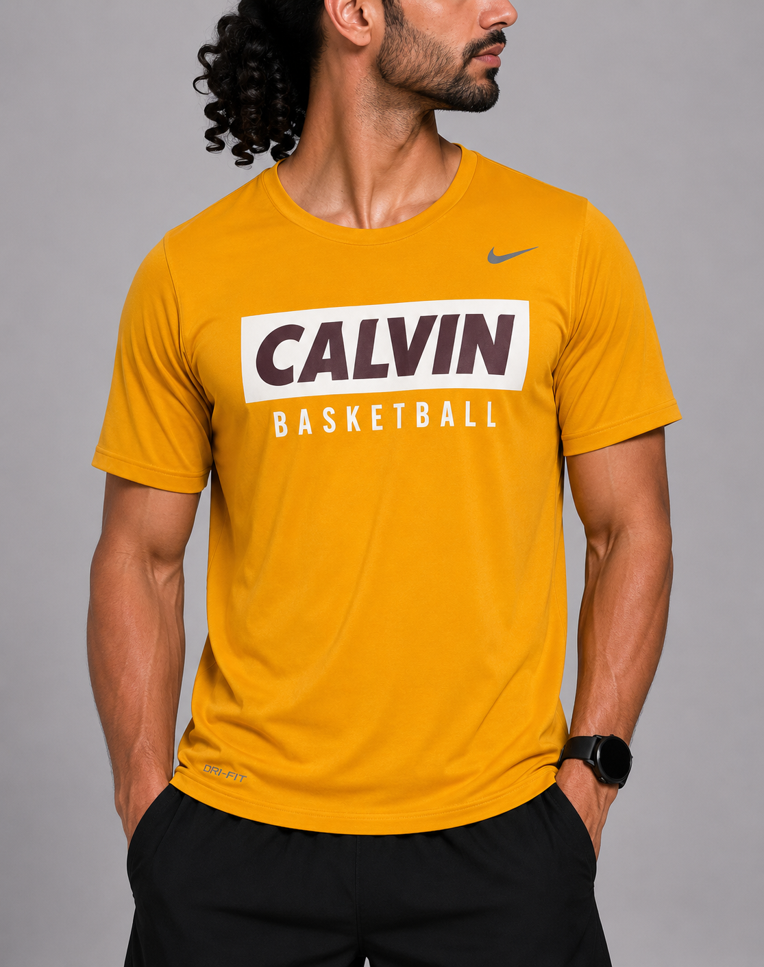 Nike Men Sport Yellow T Shirt