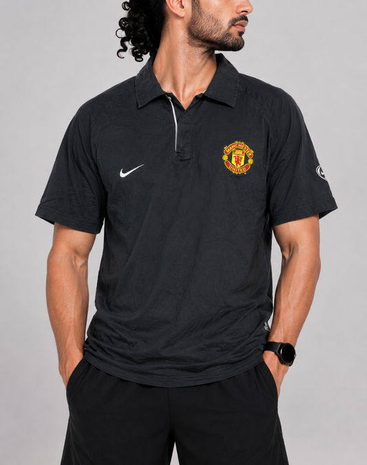 Nike Men Black Cotton Polo T Shirt L