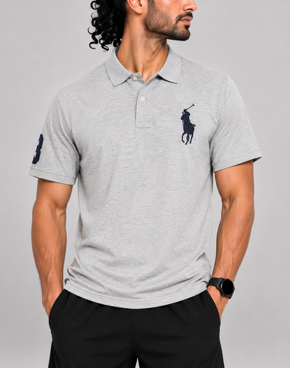 Polo Ralph Lauren Men Gray Cotton Polo T Shirt 2XL