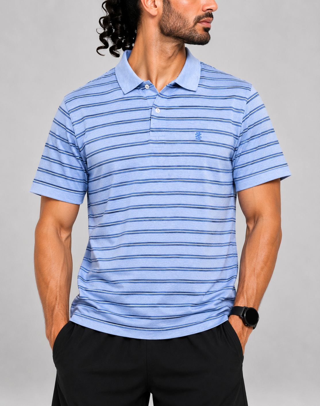 Izod Men Blue Cotton Polo T Shirt M