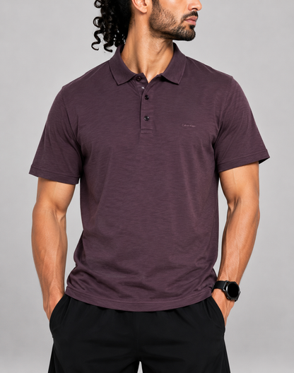 Calvin Klein Men Maroon Cotton Polo T Shirt M