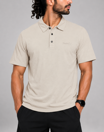 Hurley Men Black Cream Polo T Shirt XL