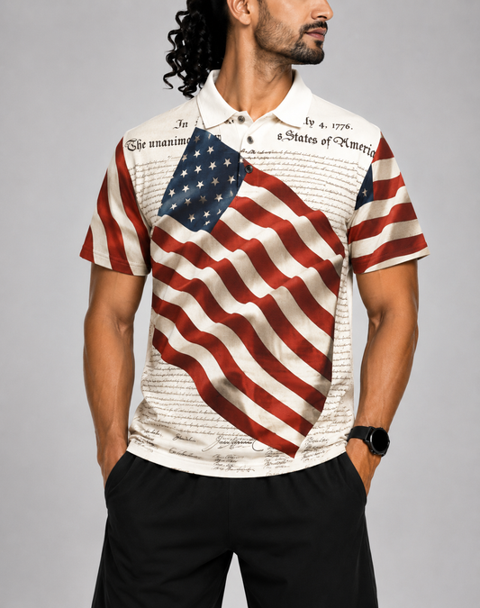American Summer Men Cream Cotton Polo T Shirt XL