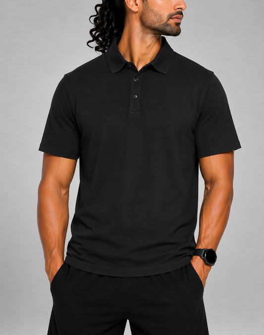 Hugo Boss Men Black Cotton Polo T Shirt XL