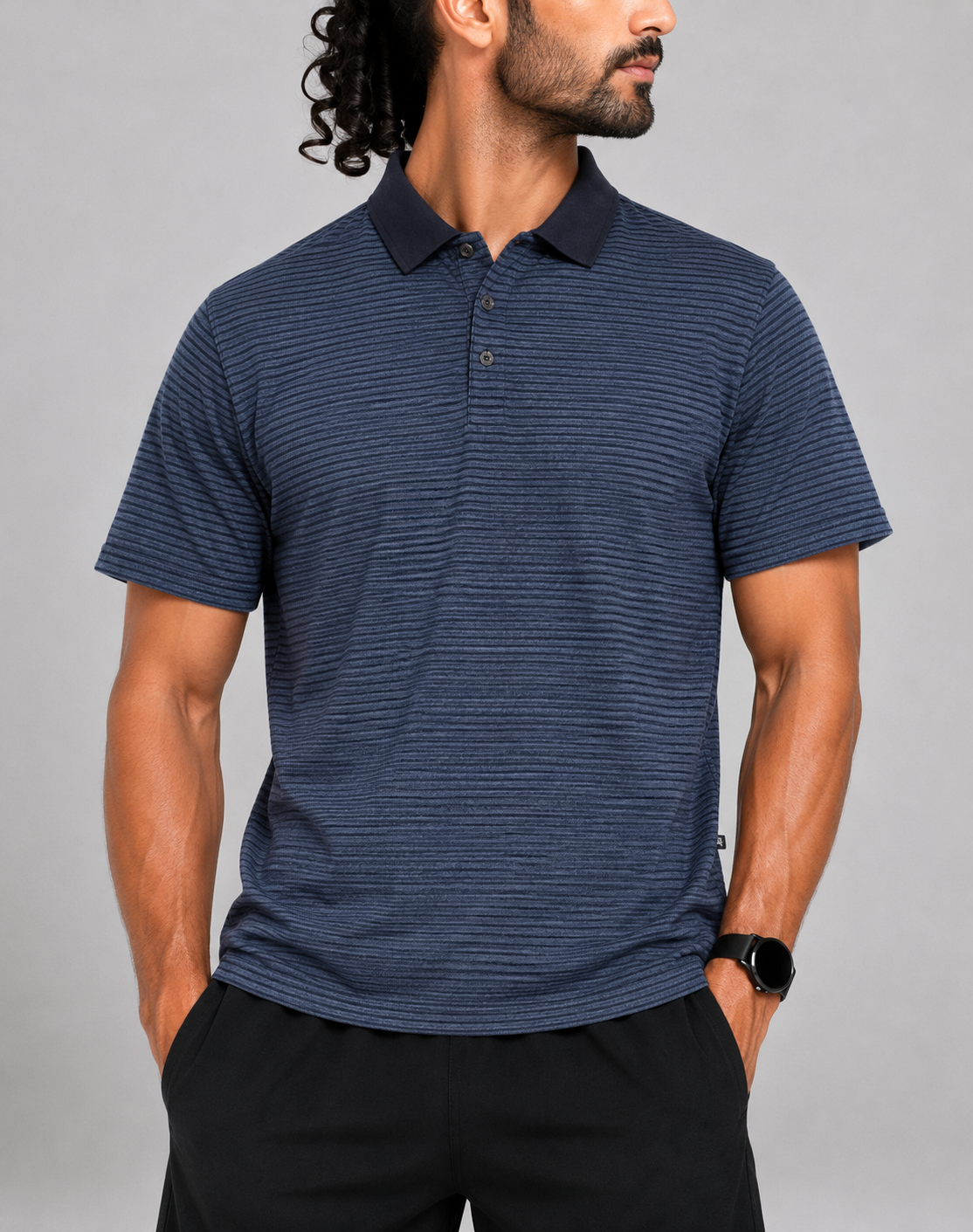 Adidas Men Blue Cotton Polo T Shirt M