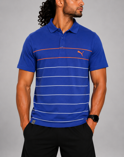 Puma Men Blue Cotton Polo T Shirt S