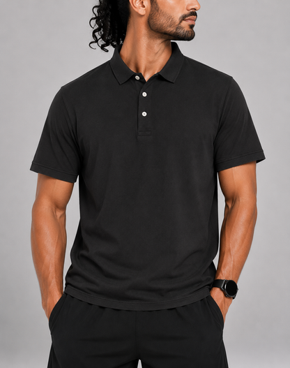 Chaps Men Black Cotton Polo T Shirt XL